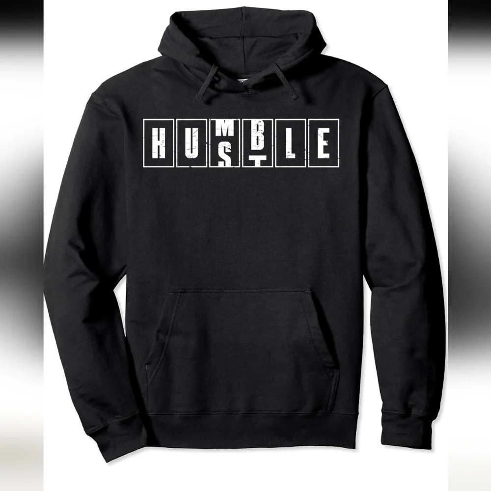Men's Humble to Hustle Odometer style Hoodie long sleeve, black, S